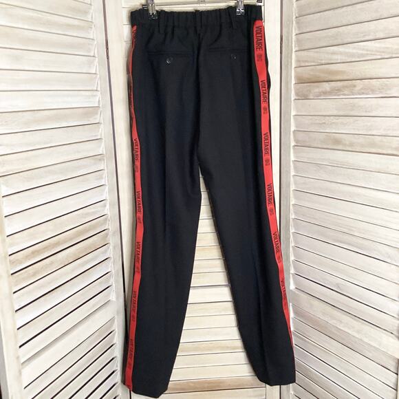 Zadig & Voltaire Black Poemo Band Red Track Stripe Trouser Pants 36 S - Picture 7 of 12